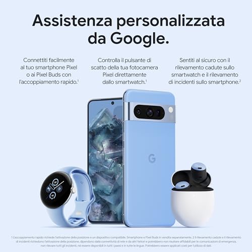 Google Pixel Watch 2 da Fitbit e Google - Monitoraggio battito cardiaco, Gestione stress, Funzionalità di sicurezza - Smartwatch Android - Cassa in alluminio - Cinturino sportivo grigio creta - Wi-Fi