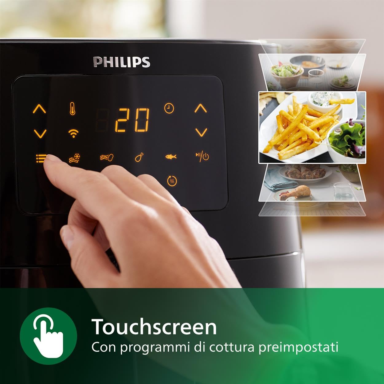 ‎PHILIPS Airfryer XL Essential - 6,2 L, Friggitrice Senza Olio, WI-Fi, Tecnologia Rapid Air, Touchscreen, App HomeID (HD9280/90)