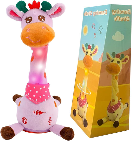 Giraffa parlante giocattolo, giraffa danzante in peluche con regolatore del volume, giraffa cantante giocattolo per bambini che incoraggia il gioco linguistico, regali di compleanno per ragazzi e