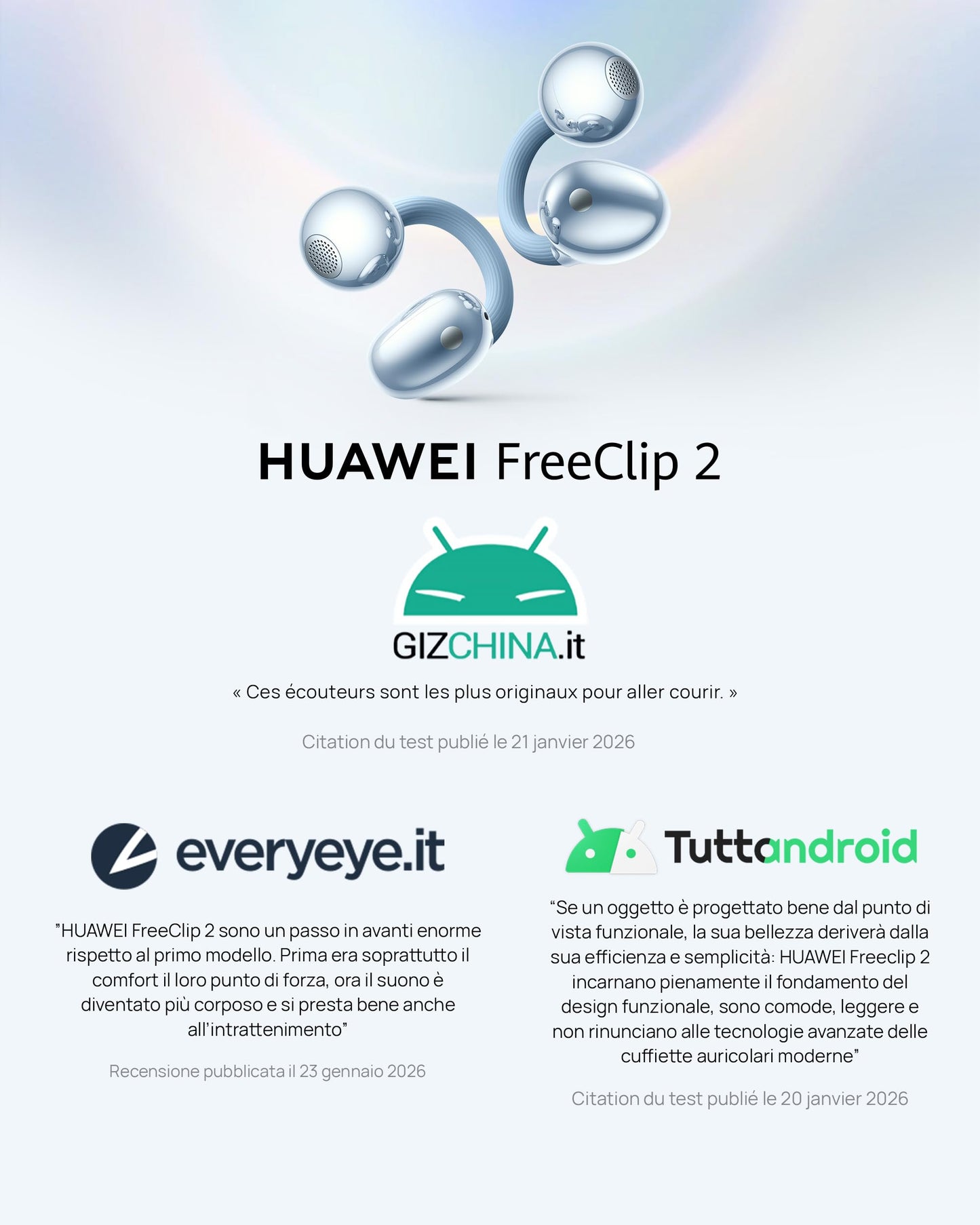HUAWEI FreeClip 2 Nero, Cuffie Wireless Bluetooth, Auricolari a Orecchio Aperto, per il Massimo del Comfort, Ascolto Adattivo Open-ear, Chiamate Cristalline, 38 ore, iOS e Android, Garanzia di 30 mesi