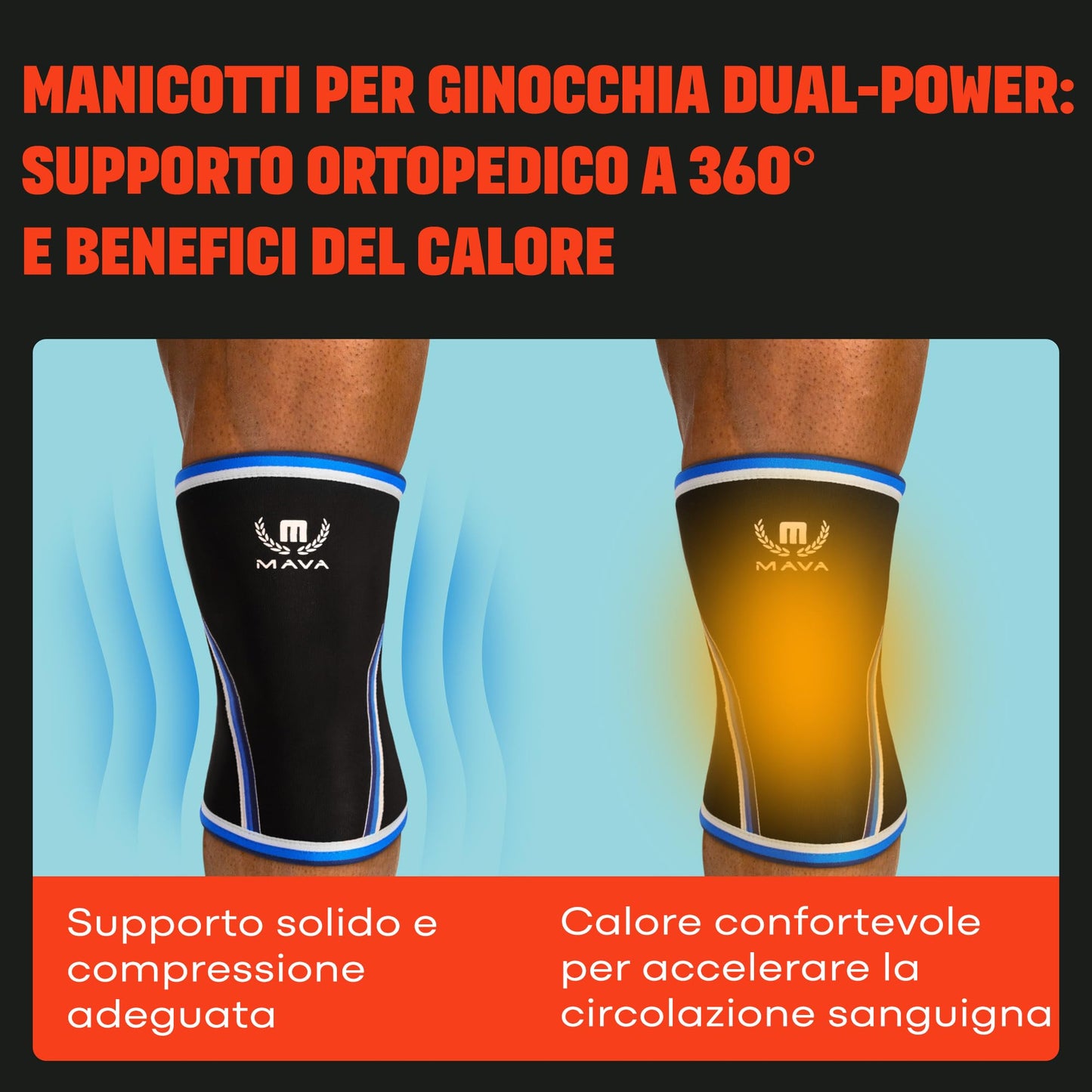 Mava Sports Ginocchiere a Compressione per Sollevamento Pesi Uomo e Donna - 7mm Neoprene per Cross Training, WOD, Palestra, Squat e Sollevamento Pesi