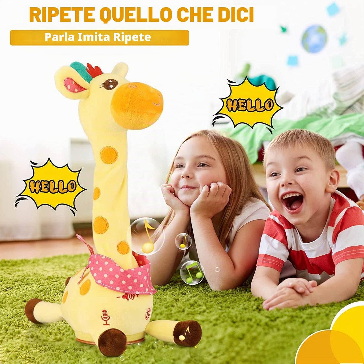 seOSTO Dancing Giraffa Musicale Cantante Giocattolo Giraffa Danzante e Attorcigliato, Giocattolo Interattivo Luminoso e Cantante Registrazione E Ripetizione Di Quello Che Dici, Regali per Ragazzi E