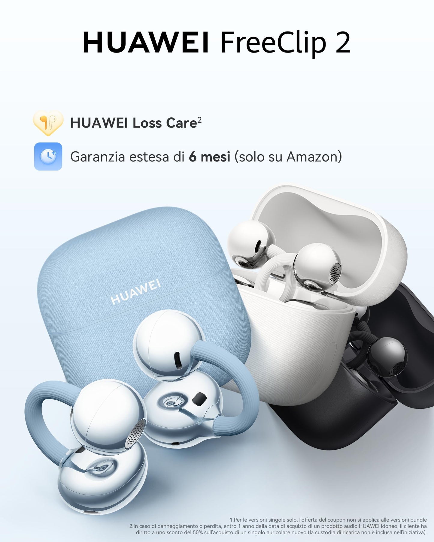 HUAWEI FreeClip 2 Nero, Cuffie Wireless Bluetooth, Auricolari a Orecchio Aperto, per il Massimo del Comfort, Ascolto Adattivo Open-ear, Chiamate Cristalline, 38 ore, iOS e Android, Garanzia di 30 mesi
