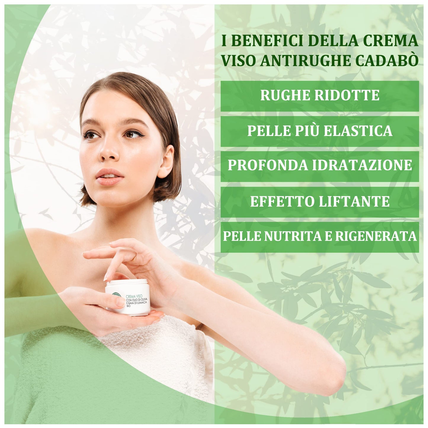 CADABO' Crema Viso Antirughe e Antimacchia per Uomo e Donna con Bava di Lumaca e Olio Bio - Made in Italy, Idratante e Nutriente, 50ml