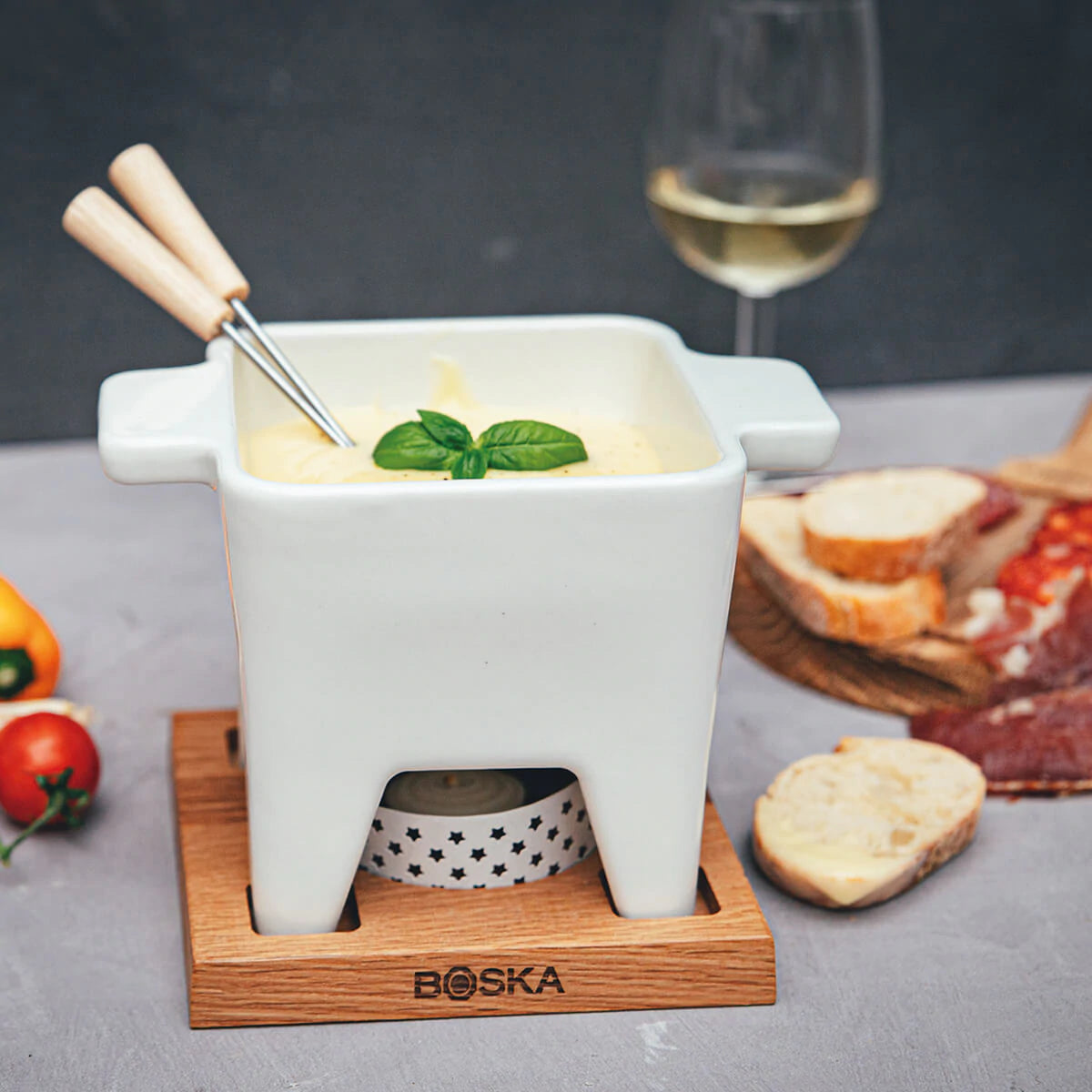 Fondue Set Large Bianco Boska in Ceramica