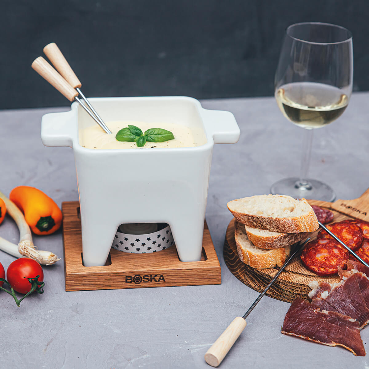 Fondue Set Large Bianco Boska in Ceramica
